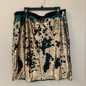mark. Dazzling Gold and Green Sequin Mini Skirt